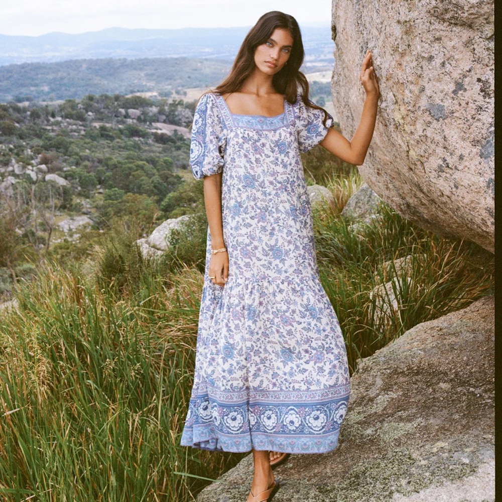 Spell Folksong Square Neck Gown